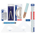 Staedtler Beginner Drafting Kit, 11-Piece Kit-Kit includes compass, scale ruler, triangles, eraser, protractor, 100% PEFC Mars Lumograph 2H pencil, 100% PEFC Mars Lumograph 4H pencil, stencil and sand paper, erasing shield