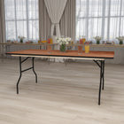 Flash Furniture 36" x 72" Rectangular Wood Folding Banquet Table with Clear Coated Finished Top-Okoume Hardwood Surface with Black T-Mold Edge Band