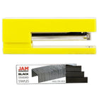 JAM Paper Office & Desk Sets, Stapler Pack of Staples, Yellow and Black (3375YEBK)-Colour: Yellow Stapler & a Pack of Black Staples