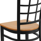 Flash Furniture – Chaise de restaurant en métal à dossier ajouré, noir, siège en bois naturel (XUDG6Q3BWINNATW)-Assemblage soudé