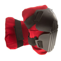 Impacto 877-00 Knee Pad Fire Retardant Cover-Made with co-polymer hard shell cover, foam padding and flames/sparks resistant fabric, color red and black
