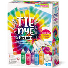 4M Kidzmaker Tie-Dye Art Making Kit-It includes 4 bottles of dye (in powder form, just add water!), 1 pair of gloves (latex-free), 20 rubber bands, 1 drainage tray (size: 9.25” W x 5.5” L), and detailed instructions