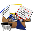 KleenSlate Customizable Handheld Whiteboards with Clear Dry Erase Sleeves & Markers, Class Set of 12-2-sided, one side blank dry erase surface and one side clear dry erase sleeve, includes graph/lined template