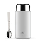 Minimal Stainless Steel Insulated Food Jar - White - 750ml-Integrated full size, stainless steel foldable spoon