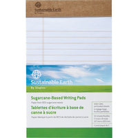 Sustainable Earth by Staples Sugarcane-Based Writing Pads - 5" x 8" - Wide-Ruled - White - 50 Sheets - 2 Pack-Made from 80% sugarcane waste