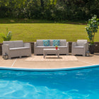 Flash Furniture 4 Piece Outdoor Rattan Set, Light Grey (DADSF123TCRC)-Straight Arms