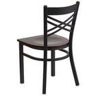 Flash Furniture HERCULES Series Black "X" Back Metal Restaurant Chair - Walnut Wood Seat-Walnut Finished Wood Seat