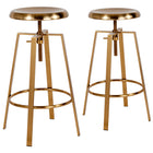 Flash Furniture Toledo Industrial Style Barstool with Swivel Lift Adjustable Height Seat - Gold Finish - 2 Pack-Backless Design