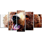 Designart Happy Brown Bear Canvas Art Print, 5 Panels, (PT2338-373)-Print