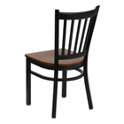 Flash Furniture HERCULES Series Black Vertical Back Metal Restaurant Chair - Cherry Wood Seat-Cherry Finished Wood Seat