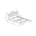 Monarch Specialties 5967Q Queen Size Bed - Light Grey Velvet With Chrome Trim-Supports up to 600 lbs