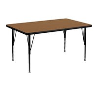 Flash Furniture 30''W x 48''L Rectangle Activity Table with Thermal Fused Top and Height Adjustable Pre-School Legs, Oak-Oak Laminate