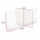 Eddie's Acrylic 4-Way Divider Sneeze Guard - 62.50"L x 32.50"W x 23.50"H - Clear-62-1/2" long x 32-1/2" wide x 23-1/2" high