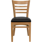 Flash Furniture HERCULES Series Ladder Back Natural Wood Restaurant Chair - Black Vinyl Seat-Wood Chair