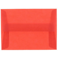 JAM Paper 4bar A1 Envelopes, 3.63 x 5 1/8, Red Translucent Vellum, 250 Pack (1591618H)-Primary red translucent envelope