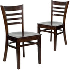 Flash Furniture HERCULES Series Ladder Back Walnut Wood Restaurant Chair - 2 Pack-Ladder Back Design