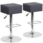 Flash Furniture Contemporary Vinyl Adjustable Height Barstools with Square Seat & Chrome Base - Grey - 2 Pack-Set of 2 Contemporary Style Stools