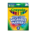 Crayola Washable Markers - Wedge Tip - Assorted Colours - 8 Pack-Add bold, vibrant colour to artwork, school assignments and other creative projects