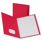 Oxford Twin Pocket Portfolio with Three Tang Fasteners - Letter Size - Red-Oxford Two Pocket Folders with Prong Fasteners are made from red textured paper that shows fewer smudges and marks than smooth paper