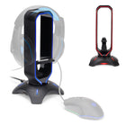 Enhance - Support pour casque de jeu  3 en 1 à DEL avec souris Bungee et concentrateur USB à 2 ports-MODE 7 COULEURS DEL plus LUMIÈRE CHANGEANTE DYNAMIQUE: Choisissez parmis les 7 couleurs brillantes incluant bleu, rouge, vert, blanc, jaune, cyan, violet ou mettez le mode changement de couleur dynamique avec le même bouton.