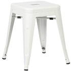 Nicer Furniture Tolix Style Backless Metal Industrial Stack 18" Stool - White - 4 Pack-Drain Hole in Seat. Non-Marring Glides. Lightweight Design