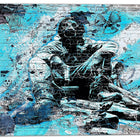 Designart Blue Hazardous Behavior Street Art Canvas Artwork, (PT3633-4-30-30)-Print