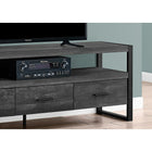 Monarch Specialties 2823 Tv Stand - 60"L/Black Reclaimed Wood-Look/3 Drawers-Contemporary, industrial-inspired design finished in a rustic black reclaimed-look