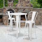 Flash Furniture Commercial Grade 30" High Metal Indoor-Outdoor Barstool with Back - White-Footrest with Floor Protector Plastic Glides
