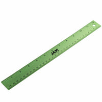 JAM Paper Stainless Steel Ruler with Non-Skid Backing - 12" - Lime Green - 12 Pack-Color: Lime Green Stainless Steel