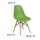 Flash Furniture Elon Series Green Plastic Chair with Wooden Legs-Designed for Commercial Use