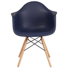 Flash Furniture Alonza Series Plastic Chairs with Wooden Legs - Navy - 2 Pack-Set of 2 Accent Side Chairs