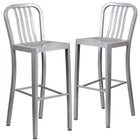 Tabouret de bar de qualité commerciale de 30 po qualité pour l'intérieur / l'extérieur en métal argenté-Ensemble de 2 tabourets de bar modernes industriels