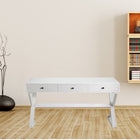 Plata Import Office Desk Writing Desk - Ash Stain Walnut Veneer - White-White matt color MDF top