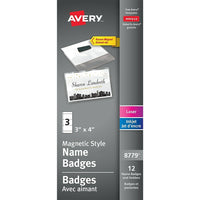Avery Magnetic Style Badge Kit, 12 Pack-Reusable, pocket-style vinyl holders creates a professional appearance for events