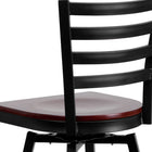 Flash Furniture HERCULES Series Black Ladder Back Swivel Metal Barstool - Mahogany Wood Seat-Swivel Seat