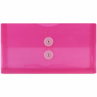 JAM Paper Plastic Envelopes with Button and String Closure #10 Business Booklet - 5.25" x 10" - Fuchsia Pink - 12 Pack -Colour: Fuchsia Pink