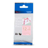 Brother Genuine TZERE34 Decorative Ribbon for P-touch Label Makers - 12 mm wide x 4 m long - Gold on Pink Satin-Gold on pink TZe 12 mm satin ribbon for use with Brother P-touch label makers 