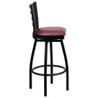 Flash Furniture HERCULES Series Black Ladder Back Swivel Metal Barstool - Burgundy-Ladder Back Design