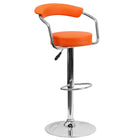 Flash Furniture – Tabouret de bar ajustable contemporain en vinyle orange avec pied et accoudoirs chromés (CHTC31060ORG)-Conception à dossier bas