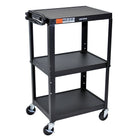 Luxor â€“ Chariot en acier à hauteur ajustable pour équipement audiovisuel, 3 tablettes, 25 x 19 x 22 po-Rouleau de tablettes solides avec revêtement poudré