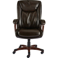 Staples – Fauteuil de direction Westcliffe en cuir reconstitué, brun-Cuir reconstitué brun avec garnitures en similibois