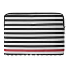 Vangoddy Luxe Series 12" Laptop Sleeve - Striped - Red-Durable and slim for easy mobility, along with heavy duty polished gold zipper closure