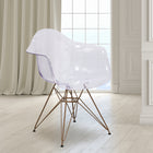 Flash Furniture Allure Series Transparent Side Chair with Gold Base-Adjustable Floor Glides