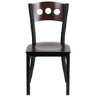 Flash Furniture HERCULES Series Black 3 Circle Back Metal Restaurant Chair - Walnut Wood Back & Seat - 2 Pack-Set of 2 Metal Dining Chairs