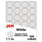 JAM Paper - Joints d'autocollants pour étiquettes circulaires - 1 2/3 po de diamètre - Blanc - Paquet de 120-Emballage anglais seulement