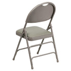 Flash Furniture HERCULES Series Ultra-Premium Triple Braced Vinyl Metal Folding Chair with Easy-Carry Handle - Grey-CA117 Fire Retardant Foam