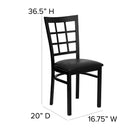 Flash Furniture HERCULES Series Black Window Back Metal Restaurant Chair - Black Vinyl Seat - 2 Pack-Black Powder Coated Frame Finish