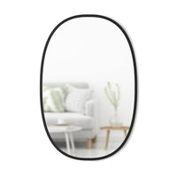 Umbra Hub Mirror Oval 24" x 36" - Black-Large Oval Mirror: The Hub Oval Mirror, is a large oval mirror with a contemporary rubber frame that looks great in any room