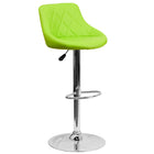 Flash Furniture Contemporary Green Vinyl Bucket Seat Adjustable Height Barstool with Diamond Pattern Back & Chrome Base-Low Back Design