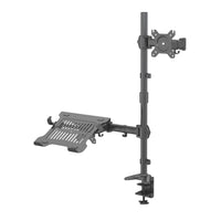 SHOPPINGALL Extra Tall Fully Adjustable Dual Monitor and Laptop Mount Stand with 31.5 inch Stand-up Pole for Laptop up to 17" Monitors up to 32" - SA-LH09L-Black-[UNIVERSAL COMPATIBILITY] Seamlessly accommodates a 13"-32" monitor and a 10"-17" laptop. Each robust arm holds up to 17.6lb/8kg and fits 75mm x 75mm or 100mm x 100mm VESA mountable devices.